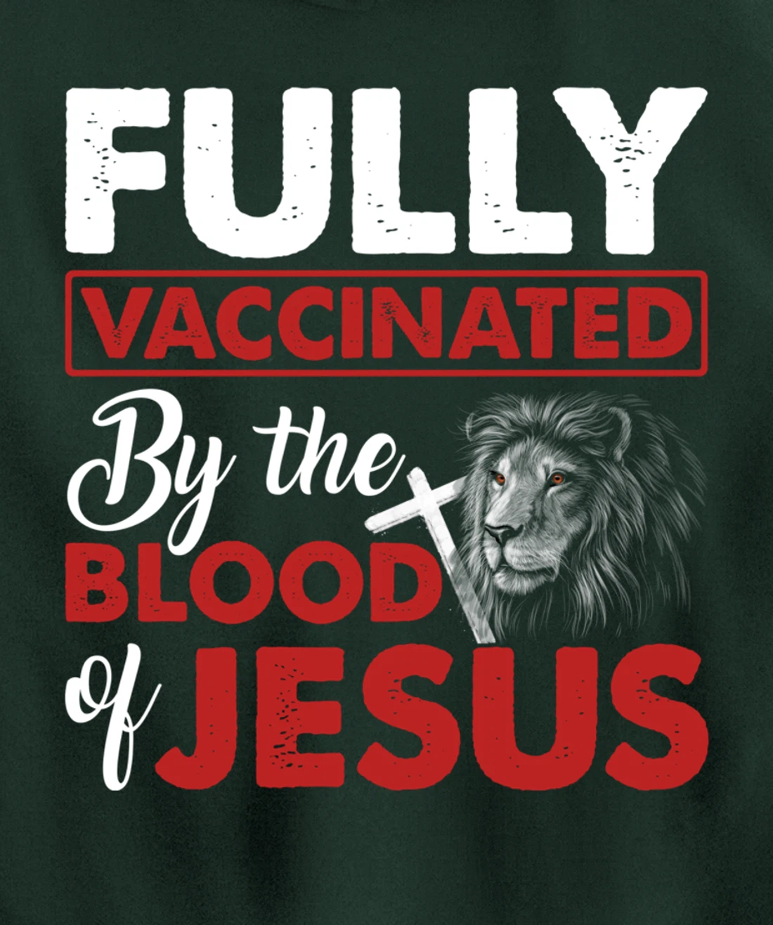 Fully Vaccinated By The Blood Of Jesus Lion God Christian Pullover Hoodie