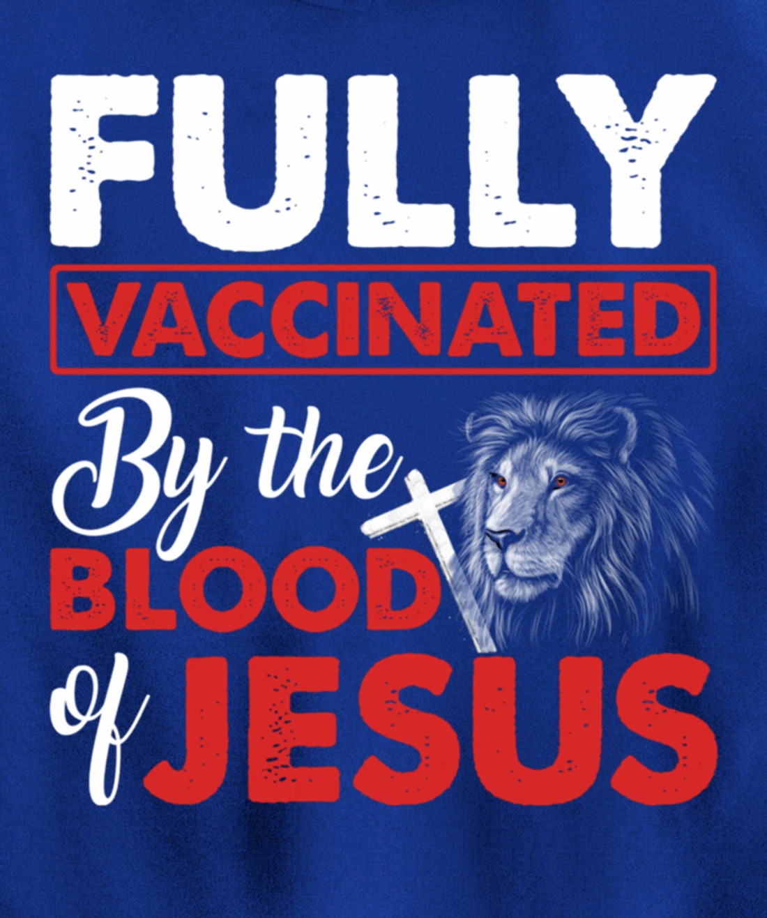 Fully Vaccinated By The Blood Of Jesus Lion God Christian Pullover Hoodie