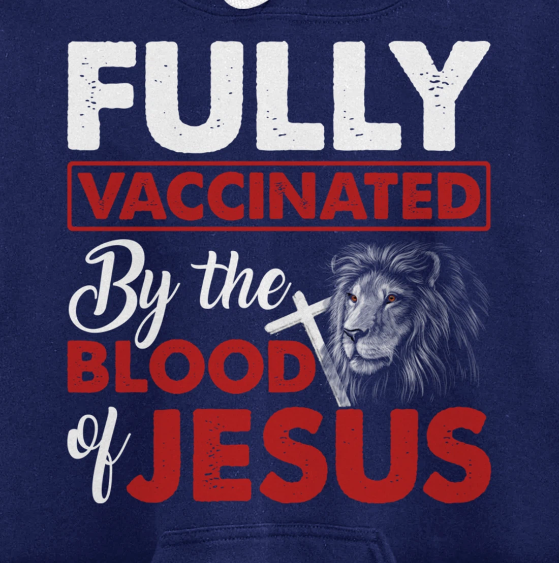 Fully Vaccinated By The Blood Of Jesus Lion God Christian Pullover Hoodie