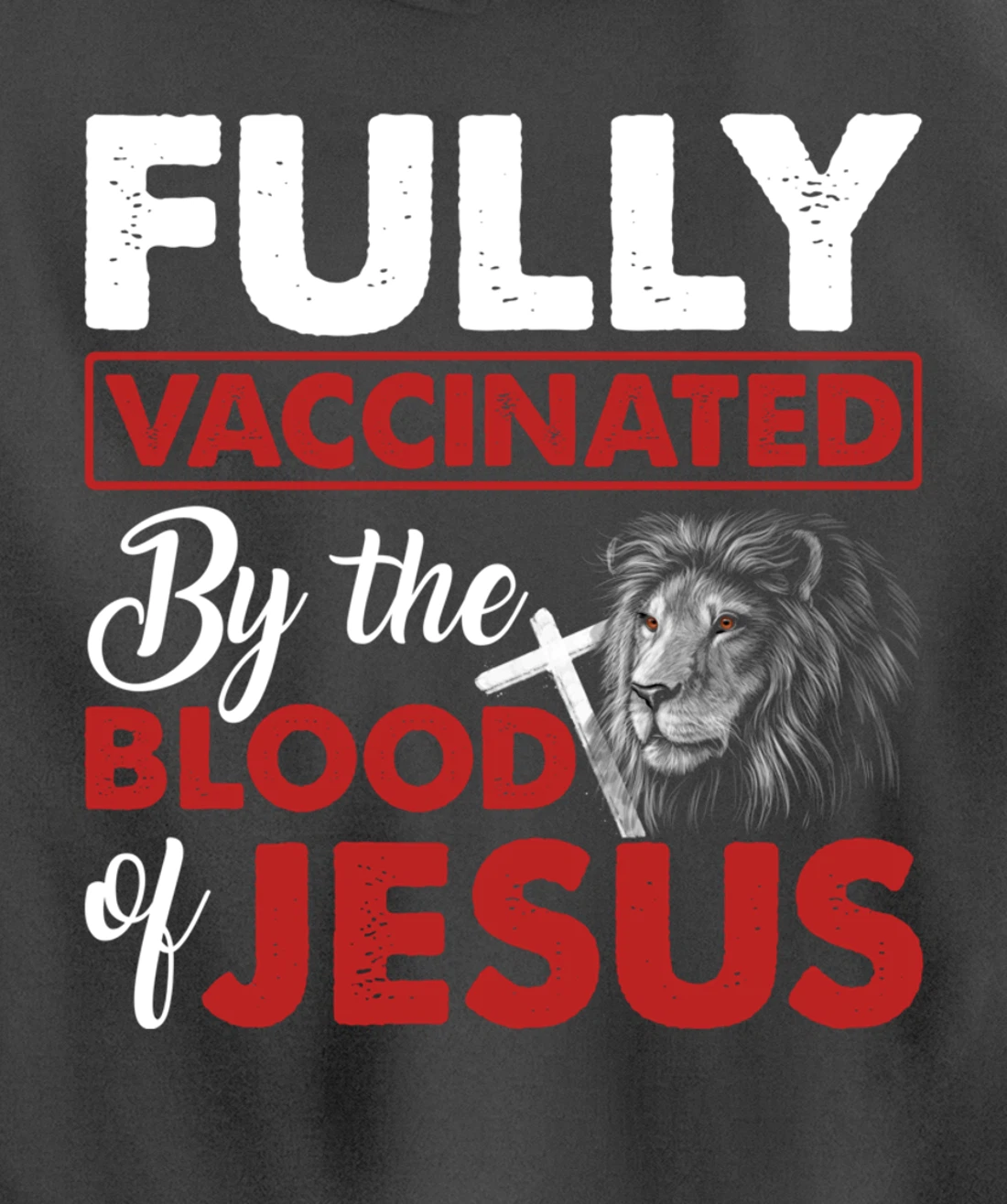 Fully Vaccinated By The Blood Of Jesus Lion God Christian Pullover Hoodie