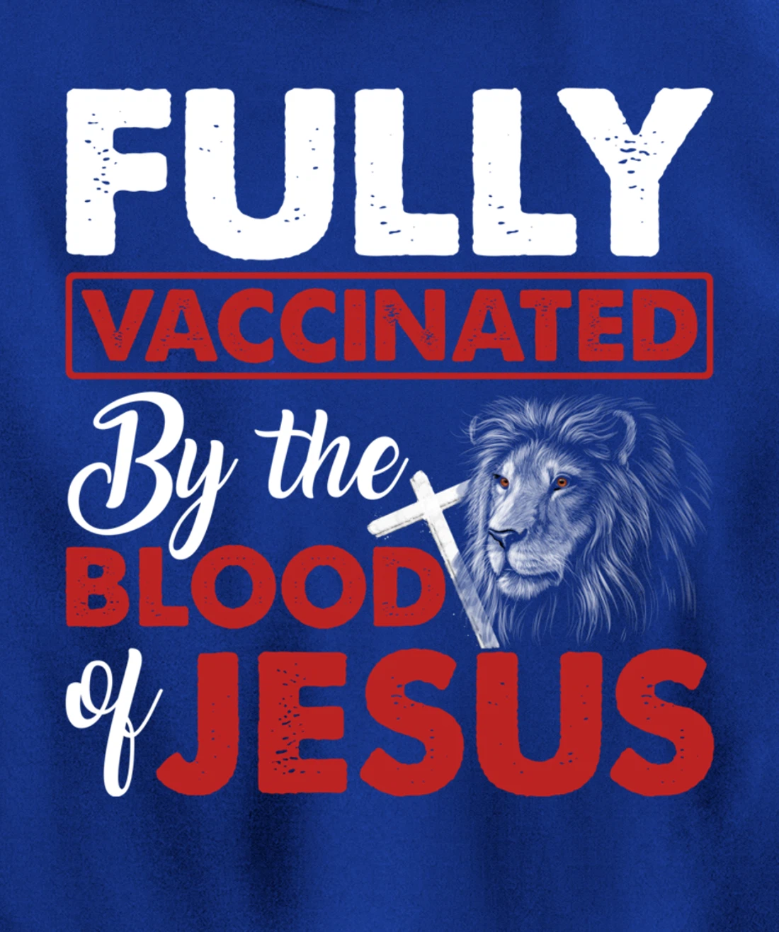 Fully Vaccinated By The Blood Of Jesus Lion God Christian Pullover Hoodie