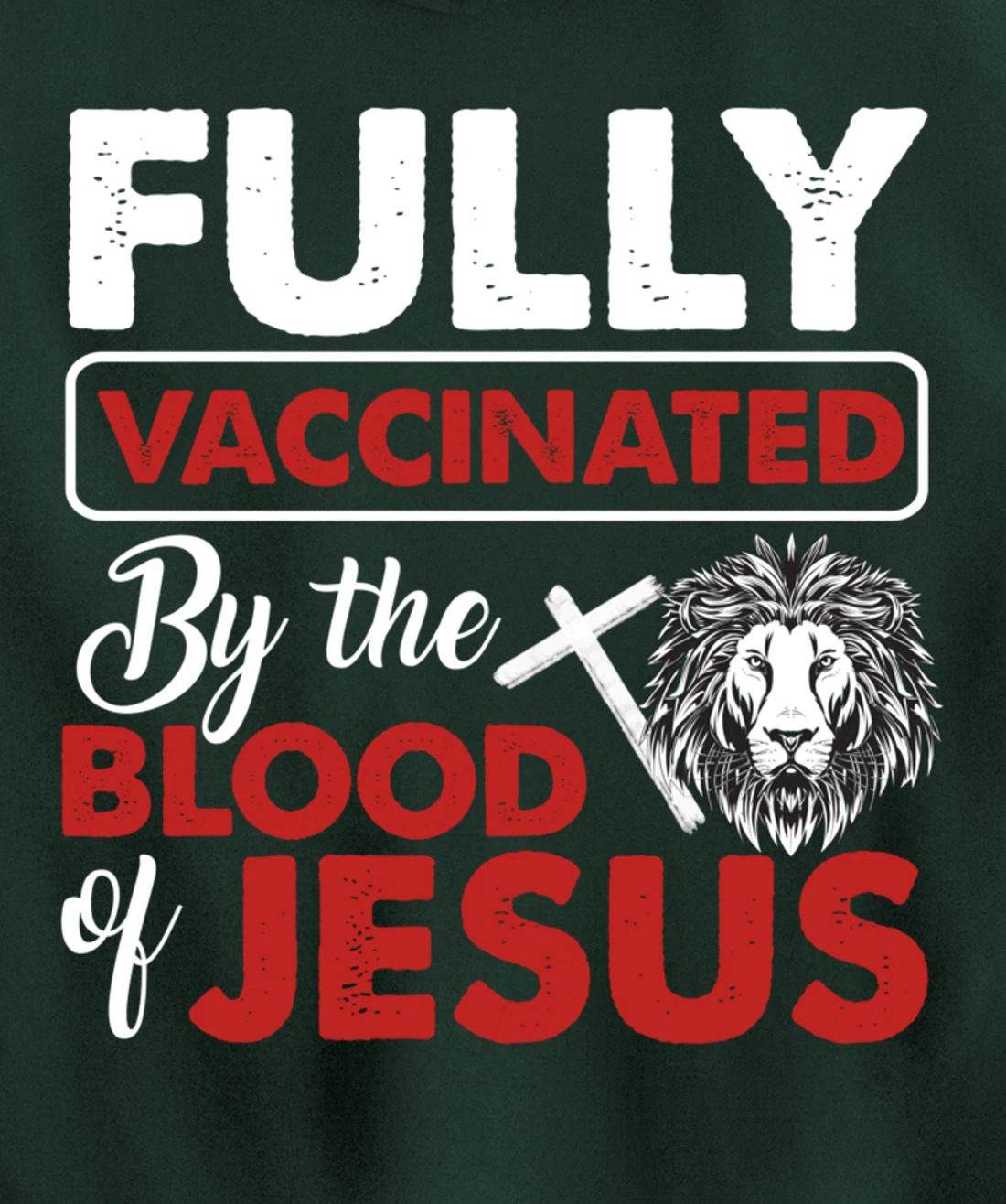 Fully Vaccinated By The Blood Of Jesus Lion God Christian Pullover Hoodie