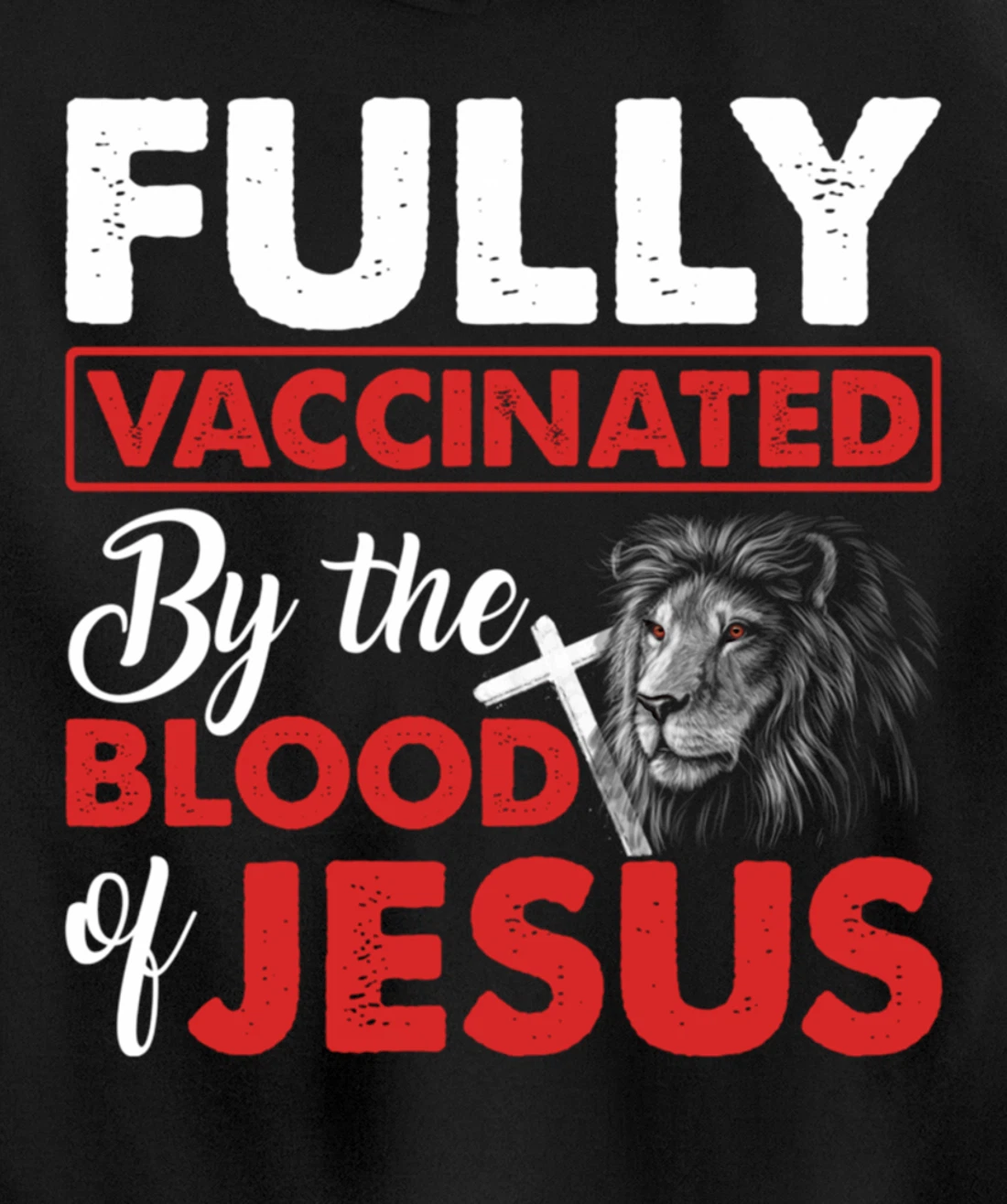 Fully Vaccinated By The Blood Of Jesus Lion God Christian Pullover Hoodie
