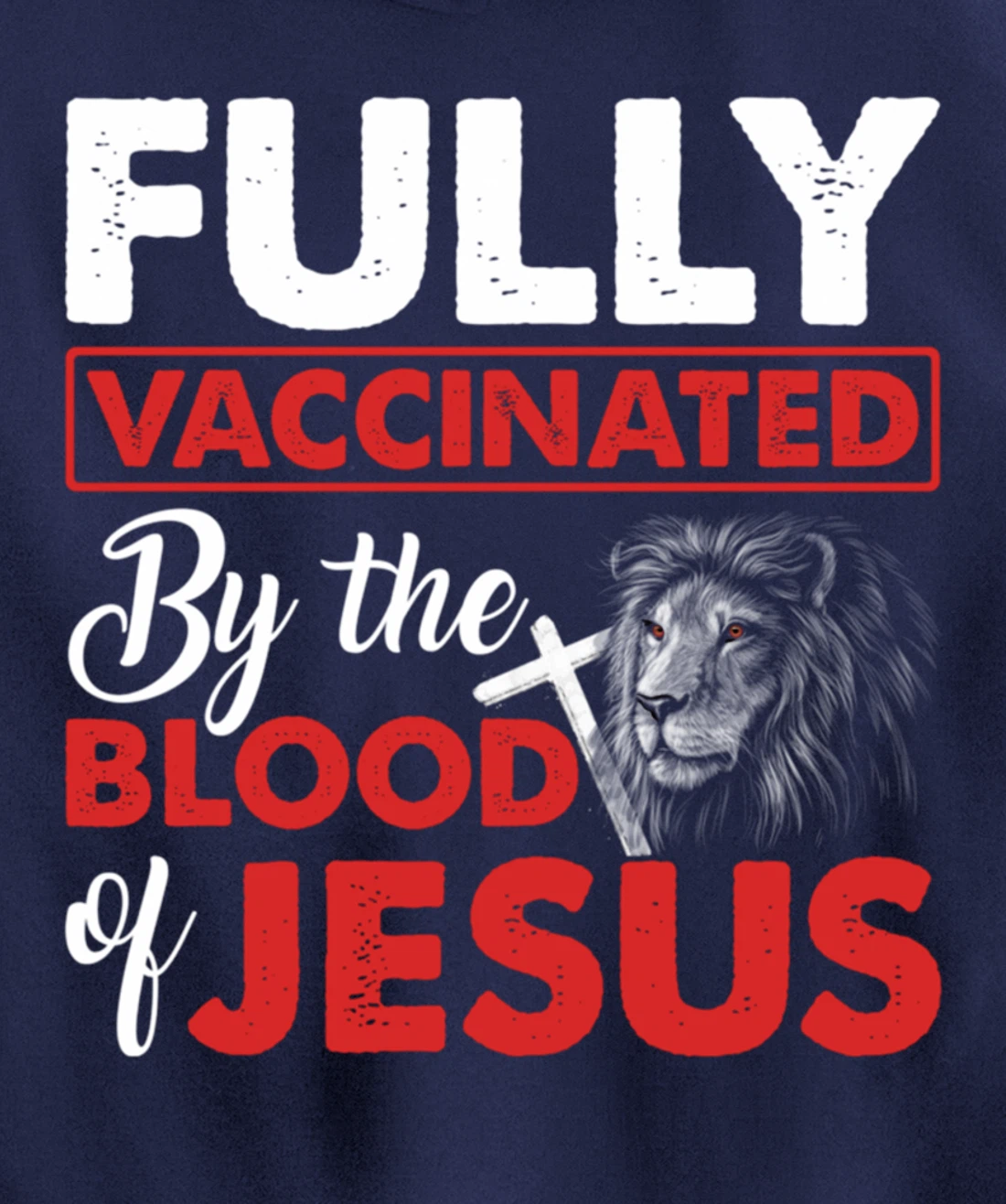 Fully Vaccinated By The Blood Of Jesus Lion God Christian Pullover Hoodie