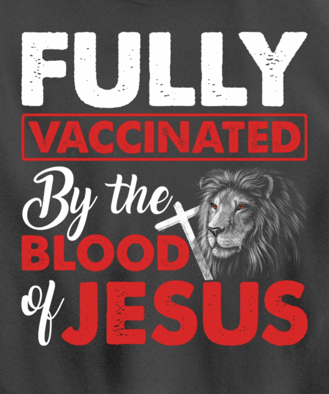Fully Vaccinated By The Blood Of Jesus Lion God Christian Pullover Hoodie
