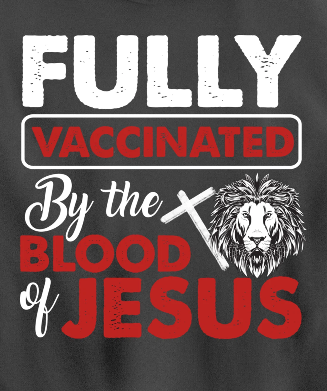 Fully Vaccinated By The Blood Of Jesus Lion God Christian Pullover Hoodie