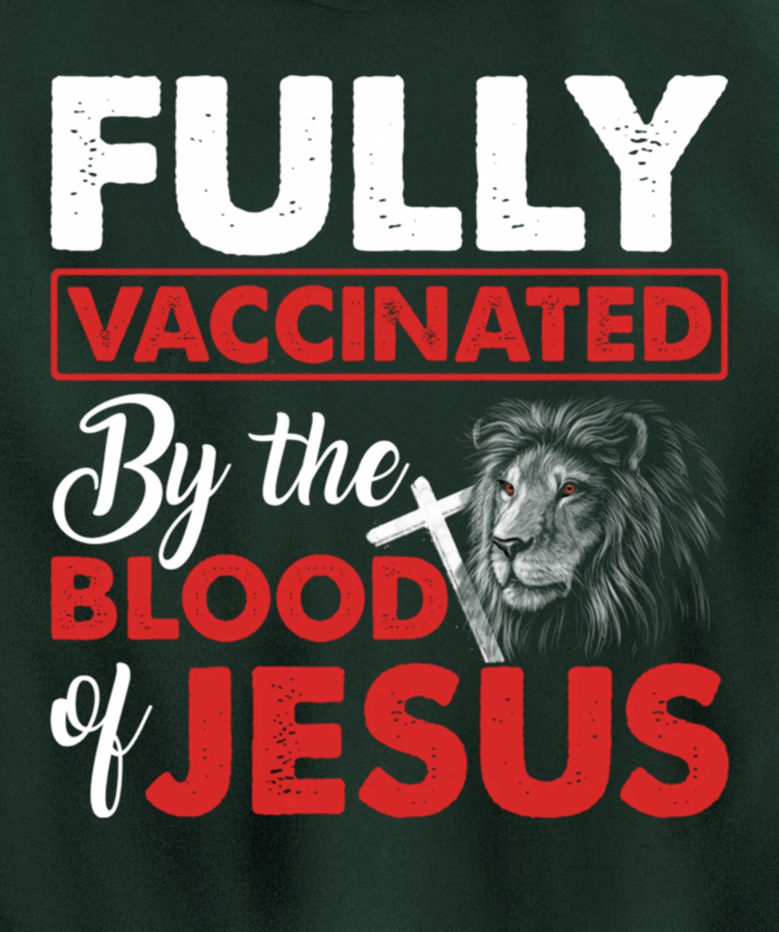 Fully Vaccinated By The Blood Of Jesus Lion God Christian Pullover Hoodie