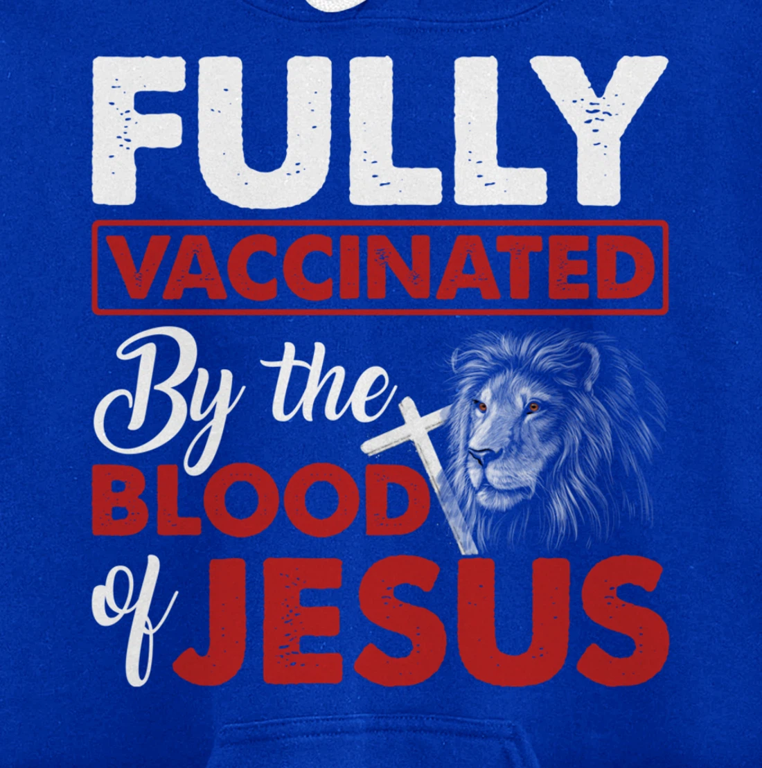 Fully Vaccinated By The Blood Of Jesus Lion God Christian Pullover Hoodie