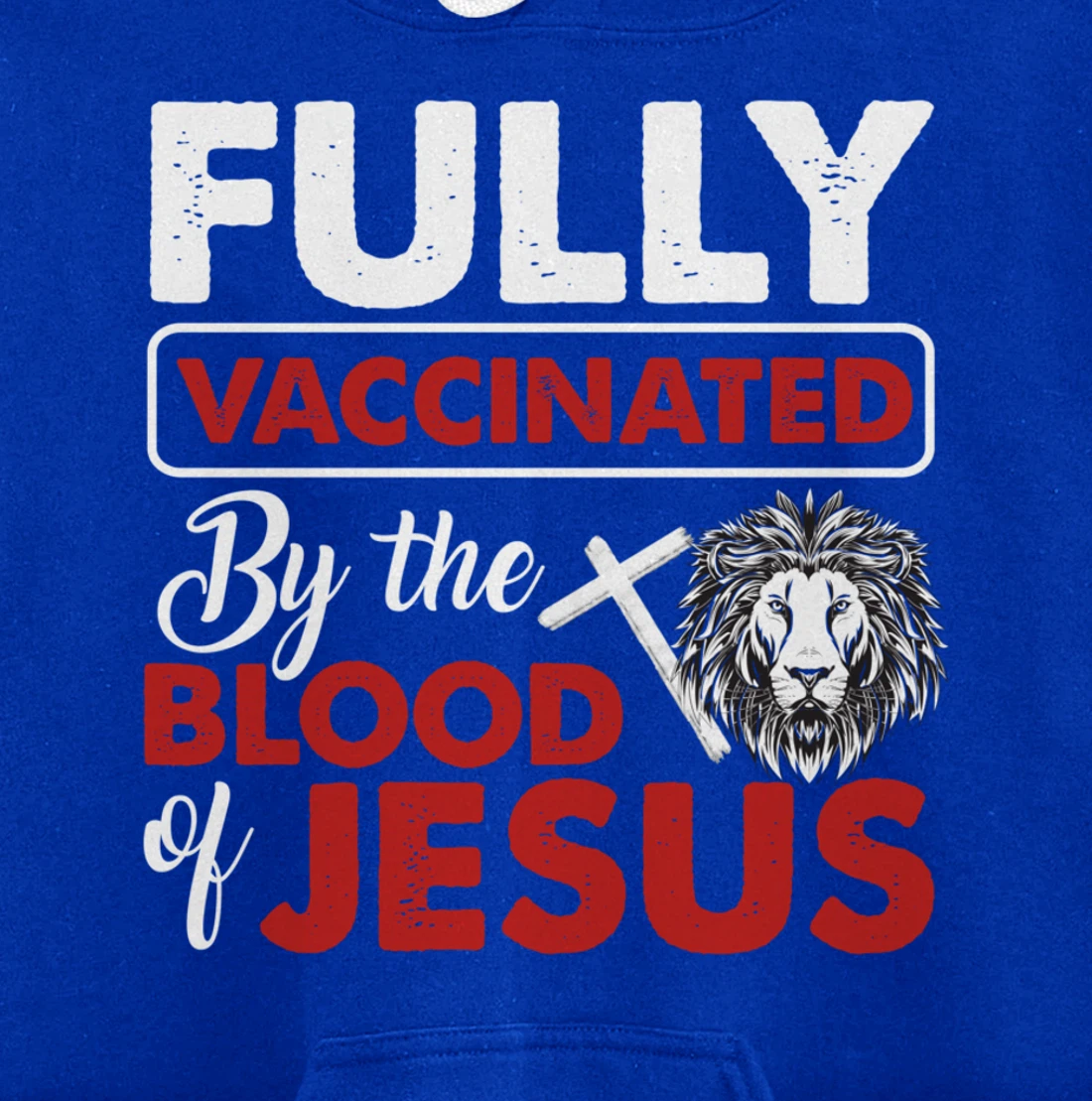 Fully Vaccinated By The Blood Of Jesus Lion God Christian Pullover Hoodie