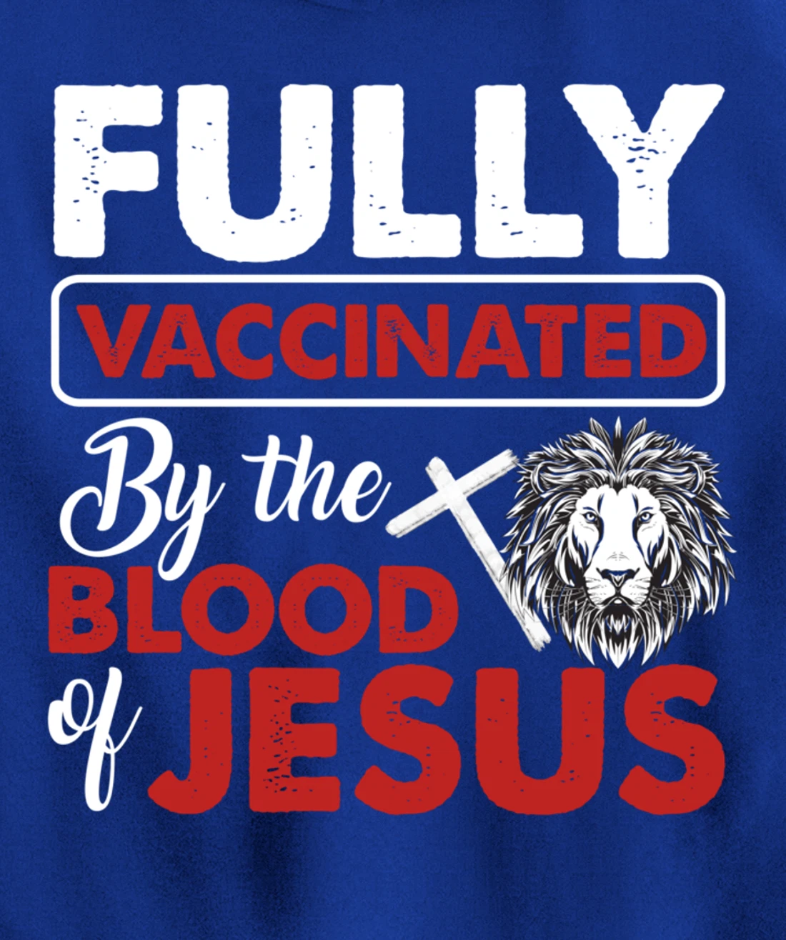 Fully Vaccinated By The Blood Of Jesus Lion God Christian Pullover Hoodie