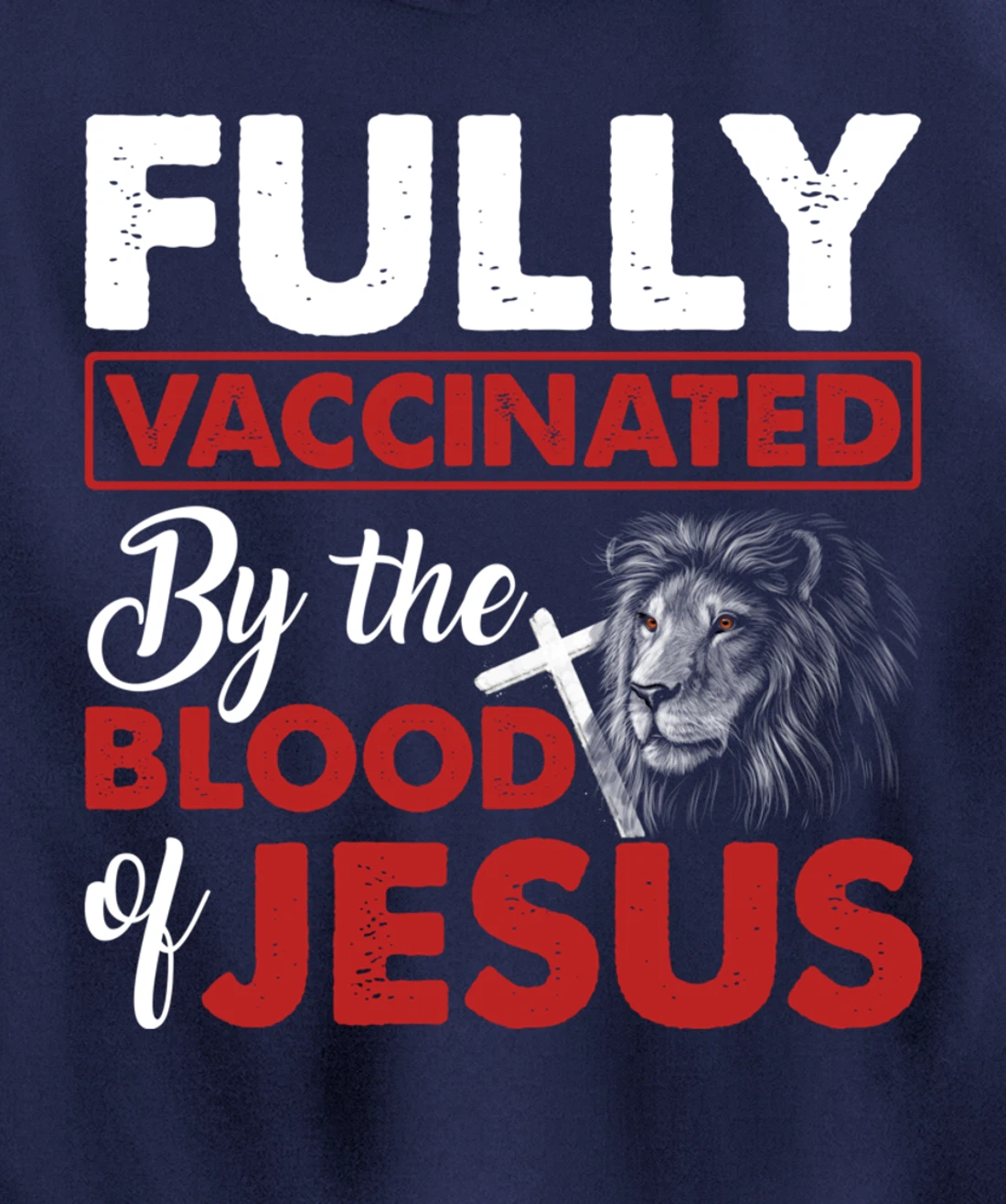 Fully Vaccinated By The Blood Of Jesus Lion God Christian Pullover Hoodie