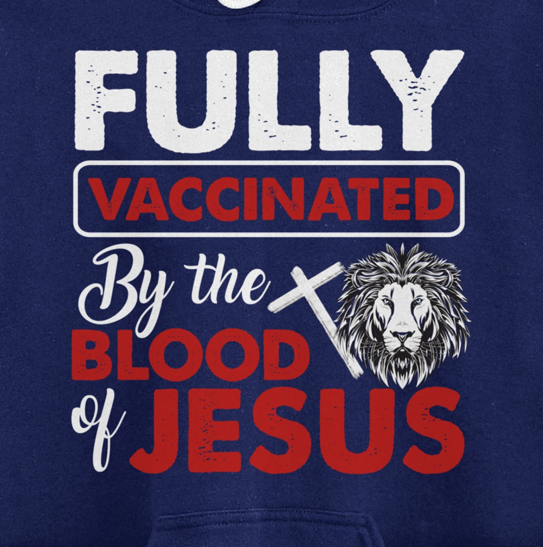 Fully Vaccinated By The Blood Of Jesus Lion God Christian Pullover Hoodie