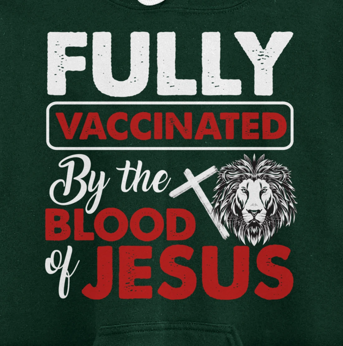 Fully Vaccinated By The Blood Of Jesus Lion God Christian Pullover Hoodie
