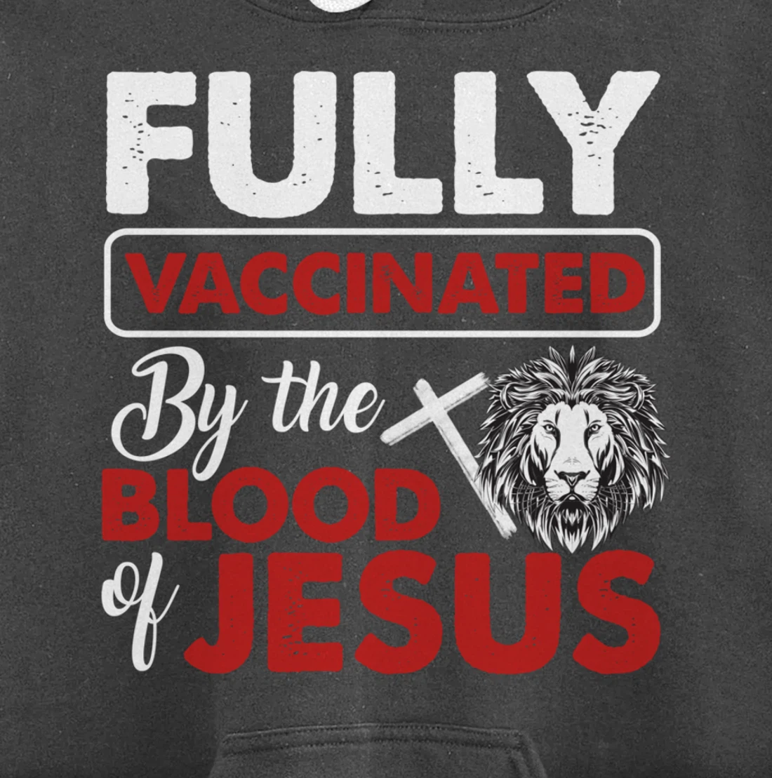 Fully Vaccinated By The Blood Of Jesus Lion God Christian Pullover Hoodie