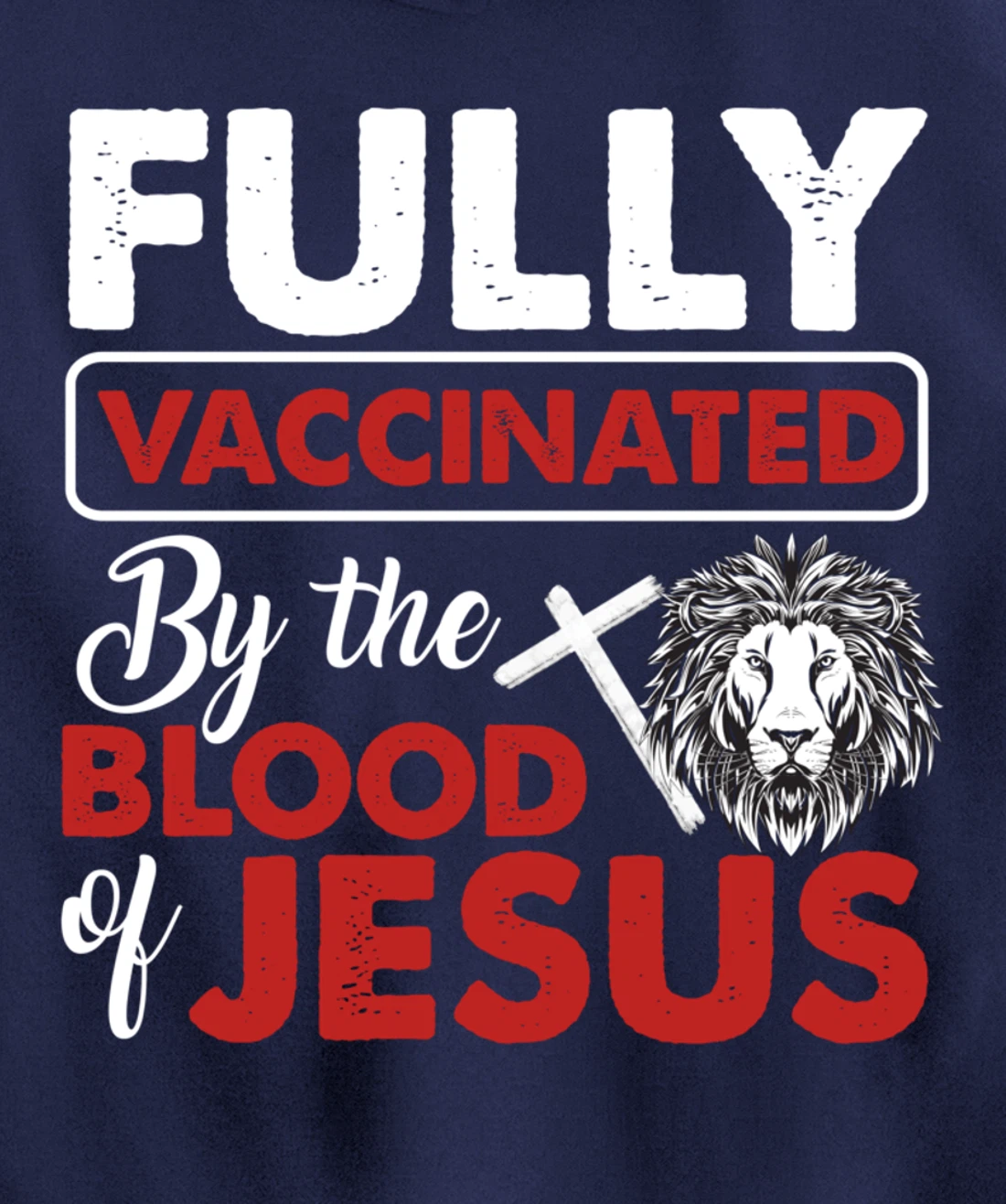 Fully Vaccinated By The Blood Of Jesus Lion God Christian Pullover Hoodie