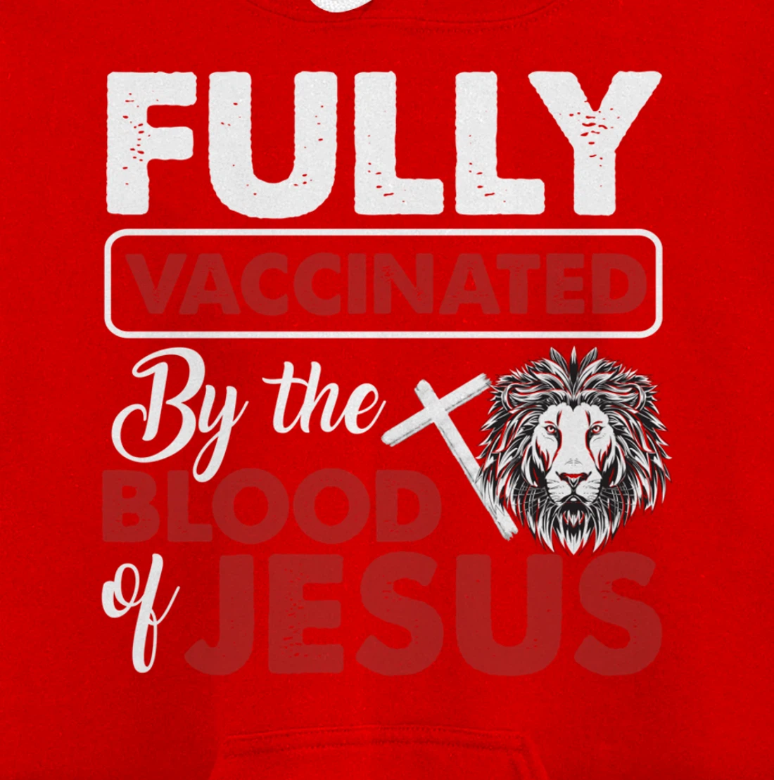 Fully Vaccinated By The Blood Of Jesus Lion God Christian Pullover Hoodie