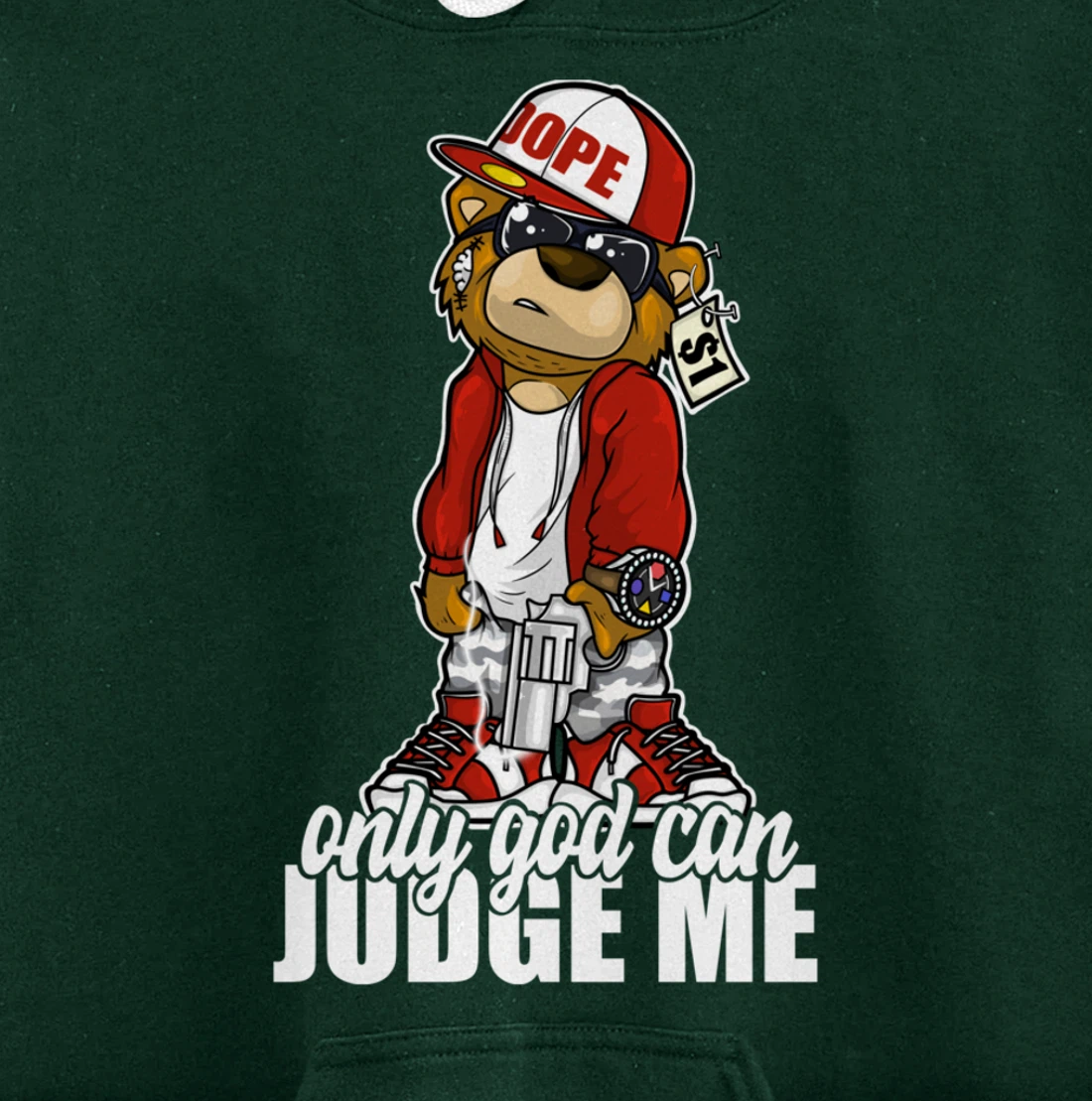 Only God Can Judge Me Hip Hop Teddy Christian Religion Gift Pullover Hoodie