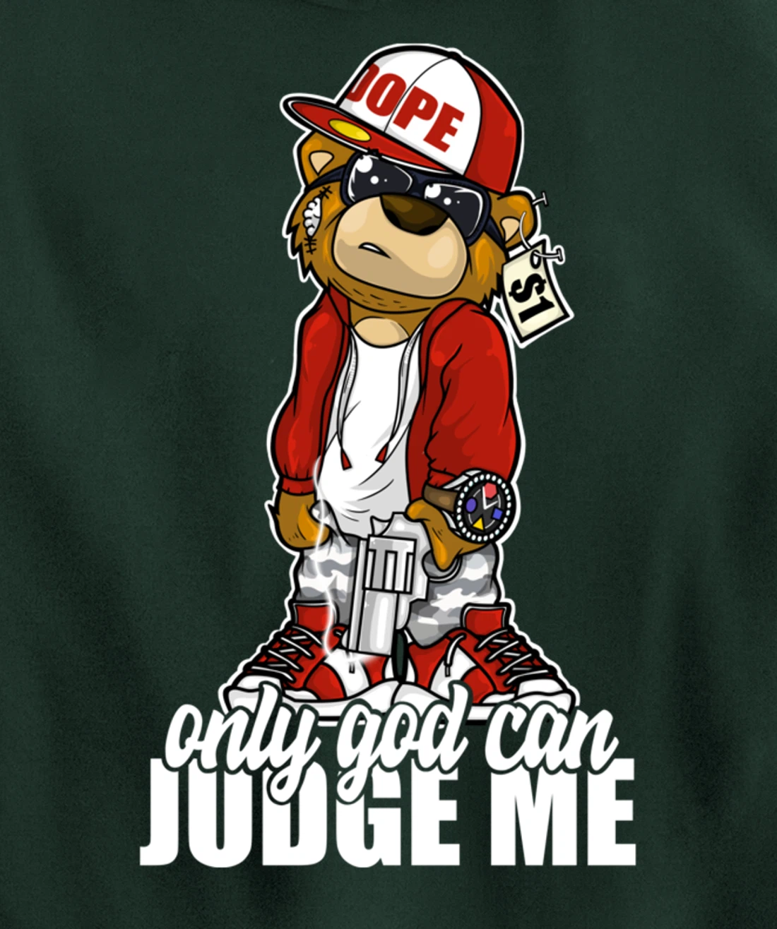 Only God Can Judge Me Hip Hop Teddy Christian Religion Gift Pullover Hoodie
