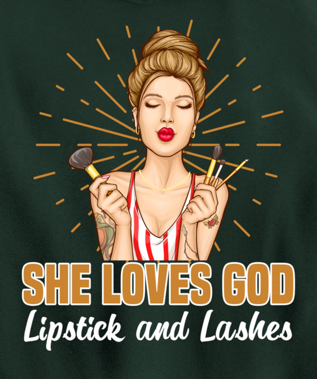 She Loves God Lipstick And Lashes Lashes Pullover Hoodie