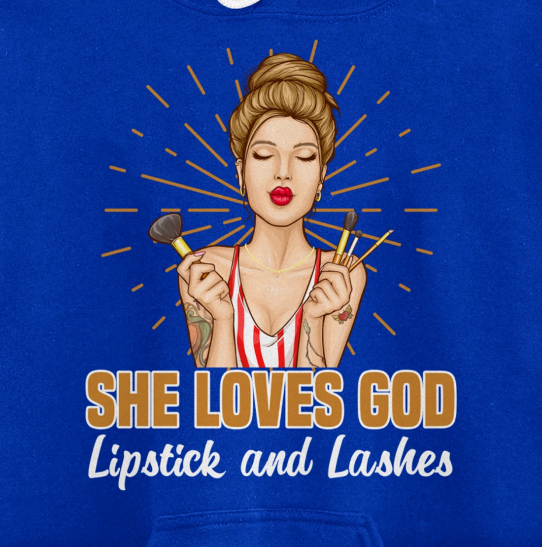 She Loves God Lipstick And Lashes Lashes Pullover Hoodie
