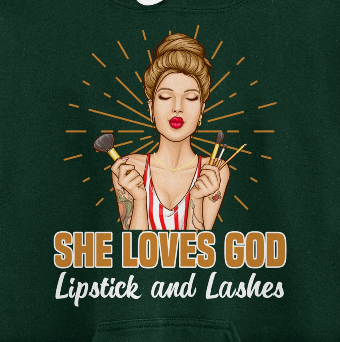 She Loves God Lipstick And Lashes Lashes Pullover Hoodie