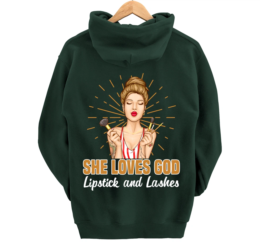 She Loves God Lipstick And Lashes Lashes Pullover Hoodie