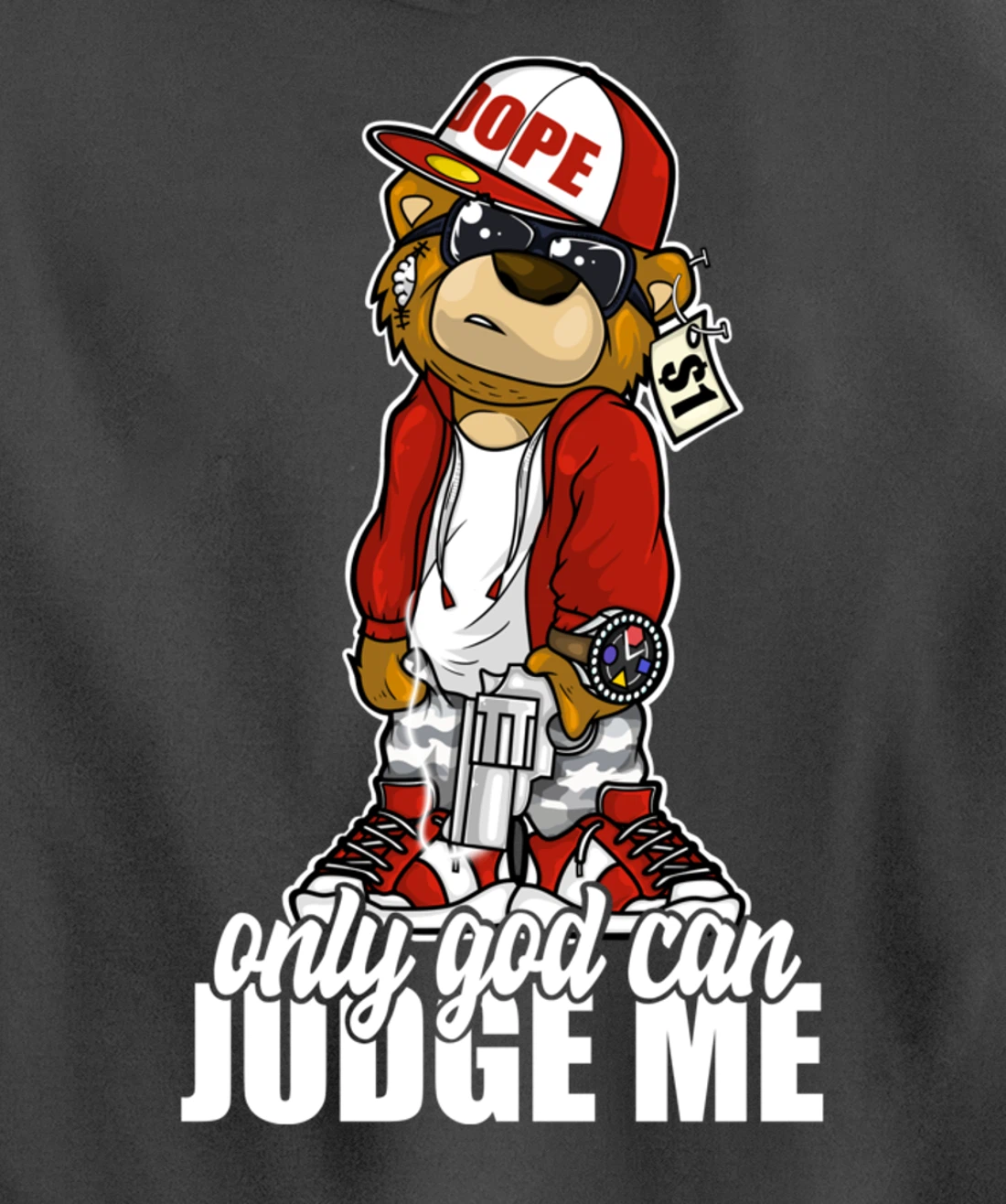 Only God Can Judge Me Hip Hop Teddy Christian Religion Gift Pullover Hoodie