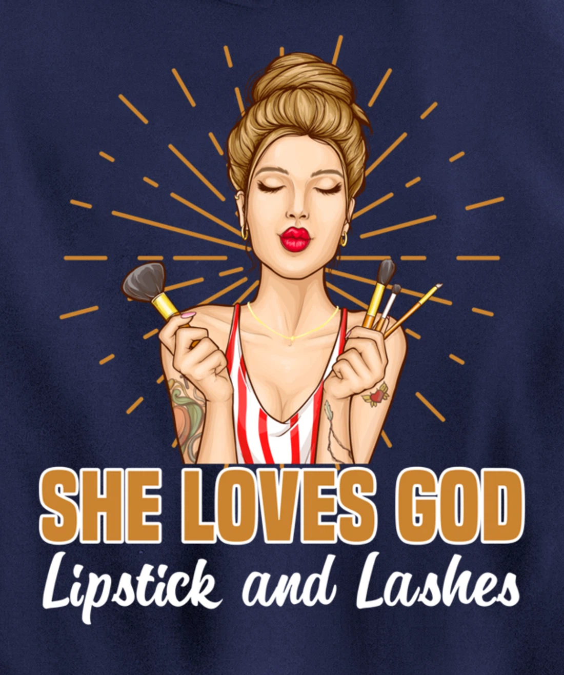 She Loves God Lipstick And Lashes Lashes Pullover Hoodie