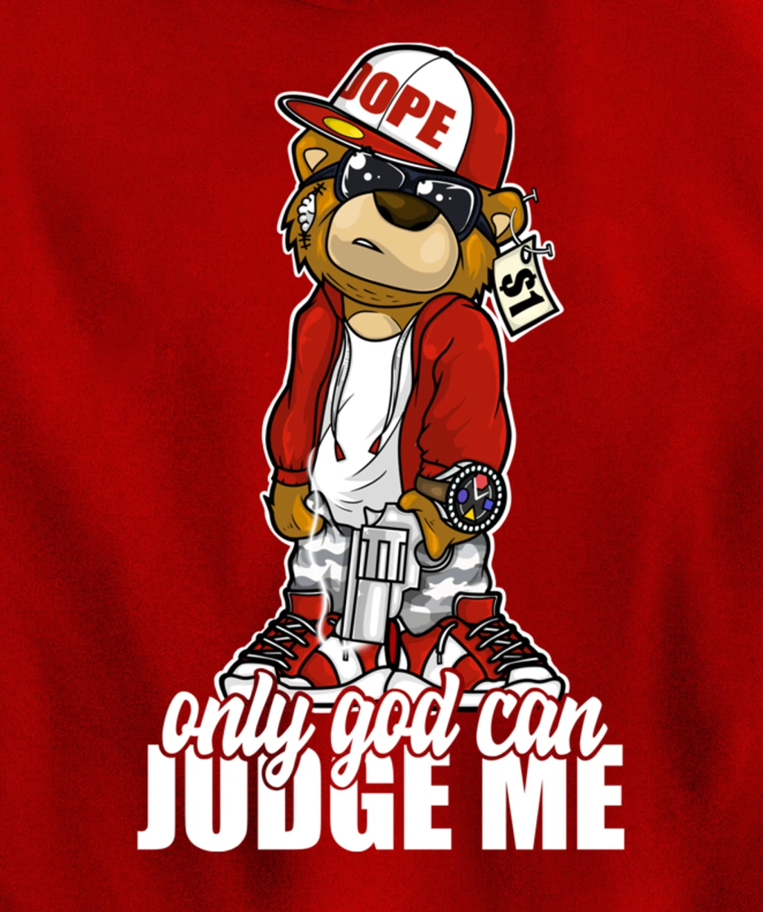 Only God Can Judge Me Hip Hop Teddy Christian Religion Gift Pullover Hoodie