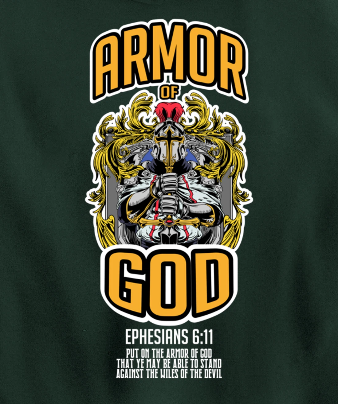 Armor Of God Bible Verse Ephesians 6:11 Christian Knight Pullover Hoodie