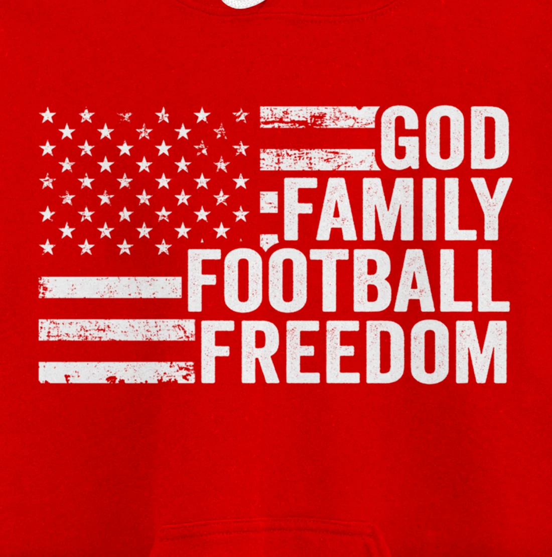 God Family Football Freedom - Funny Player Coach USA Flag Pullover Hoodie