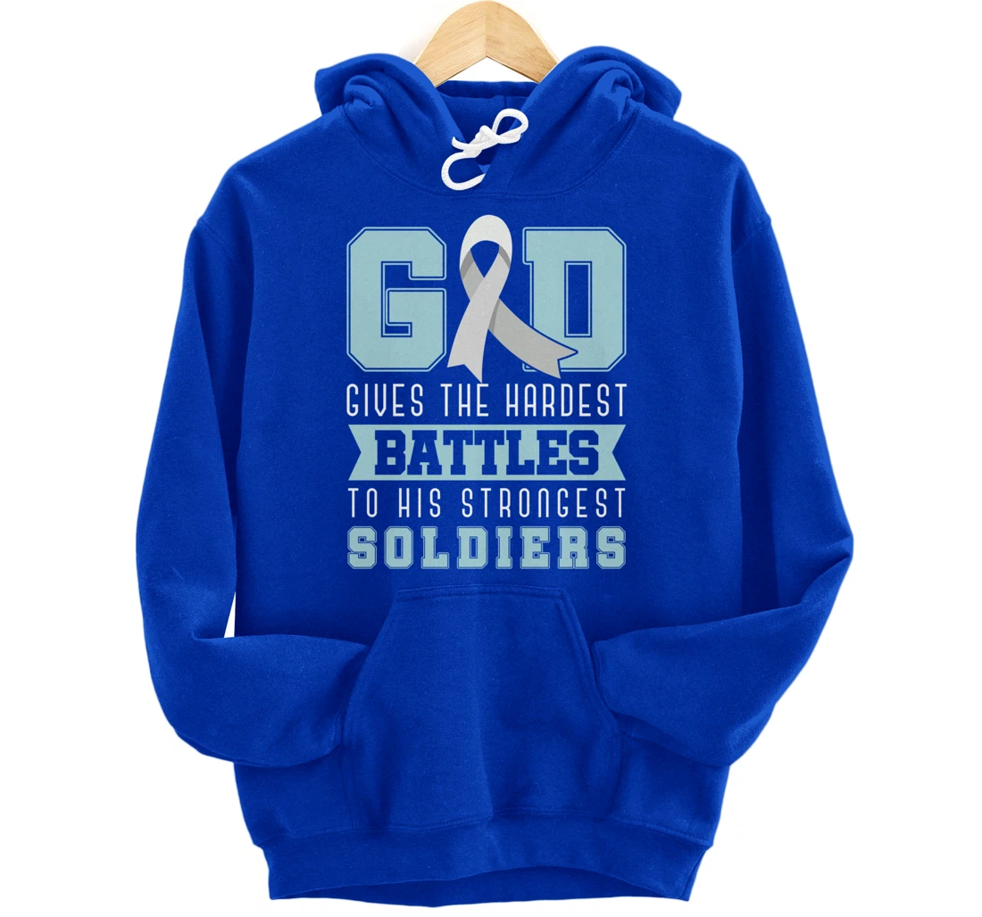 God Gives The Hardest Battles Lung Cancer Awareness Pullover Hoodie