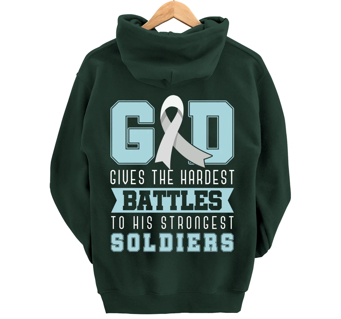 God Gives The Hardest Battles Lung Cancer Awareness Pullover Hoodie