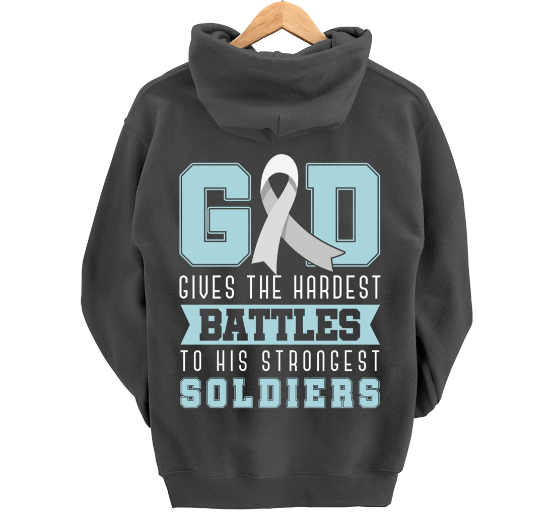 God Gives The Hardest Battles Lung Cancer Awareness Pullover Hoodie