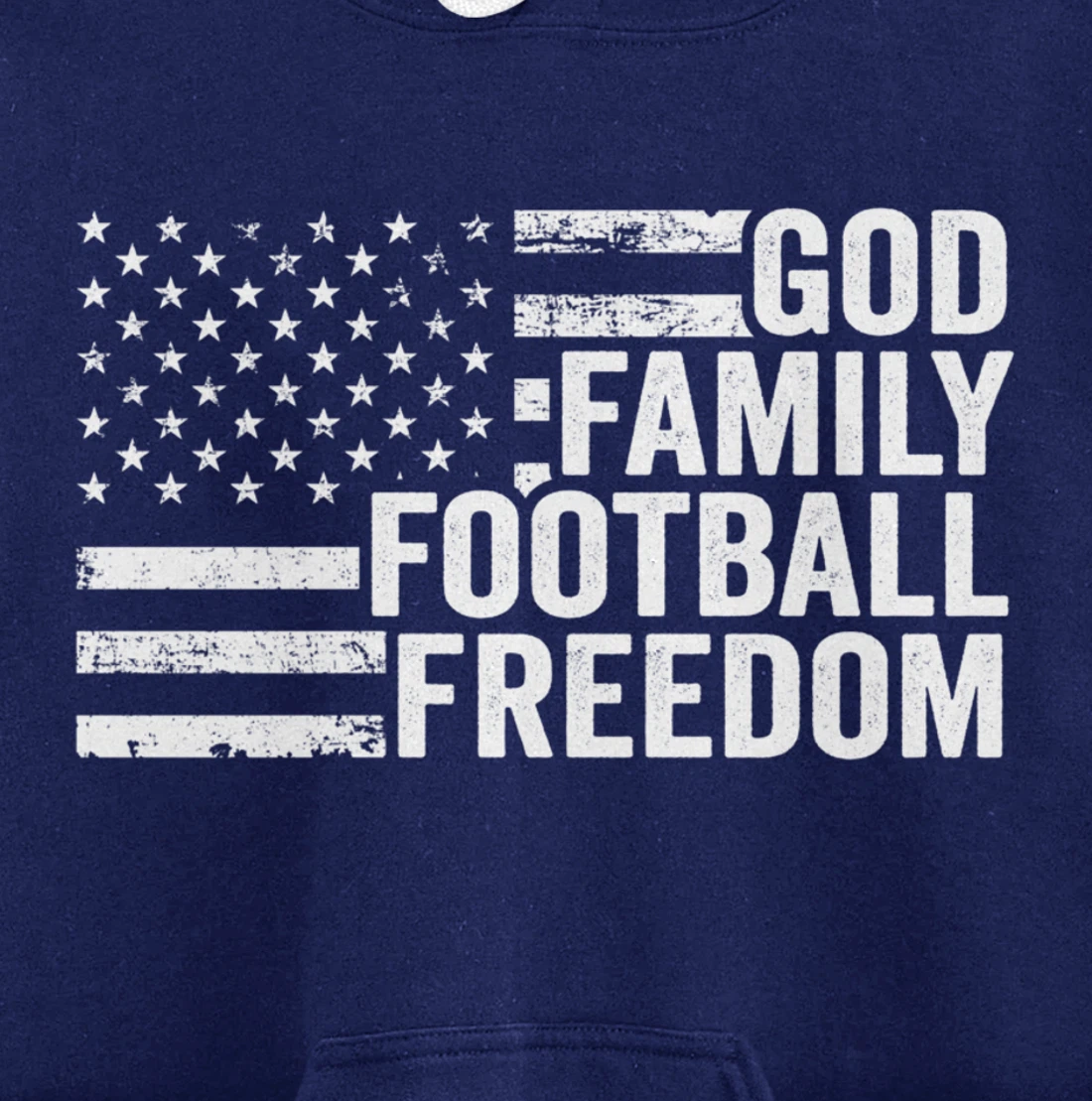 God Family Football Freedom - Funny Player Coach USA Flag Pullover Hoodie
