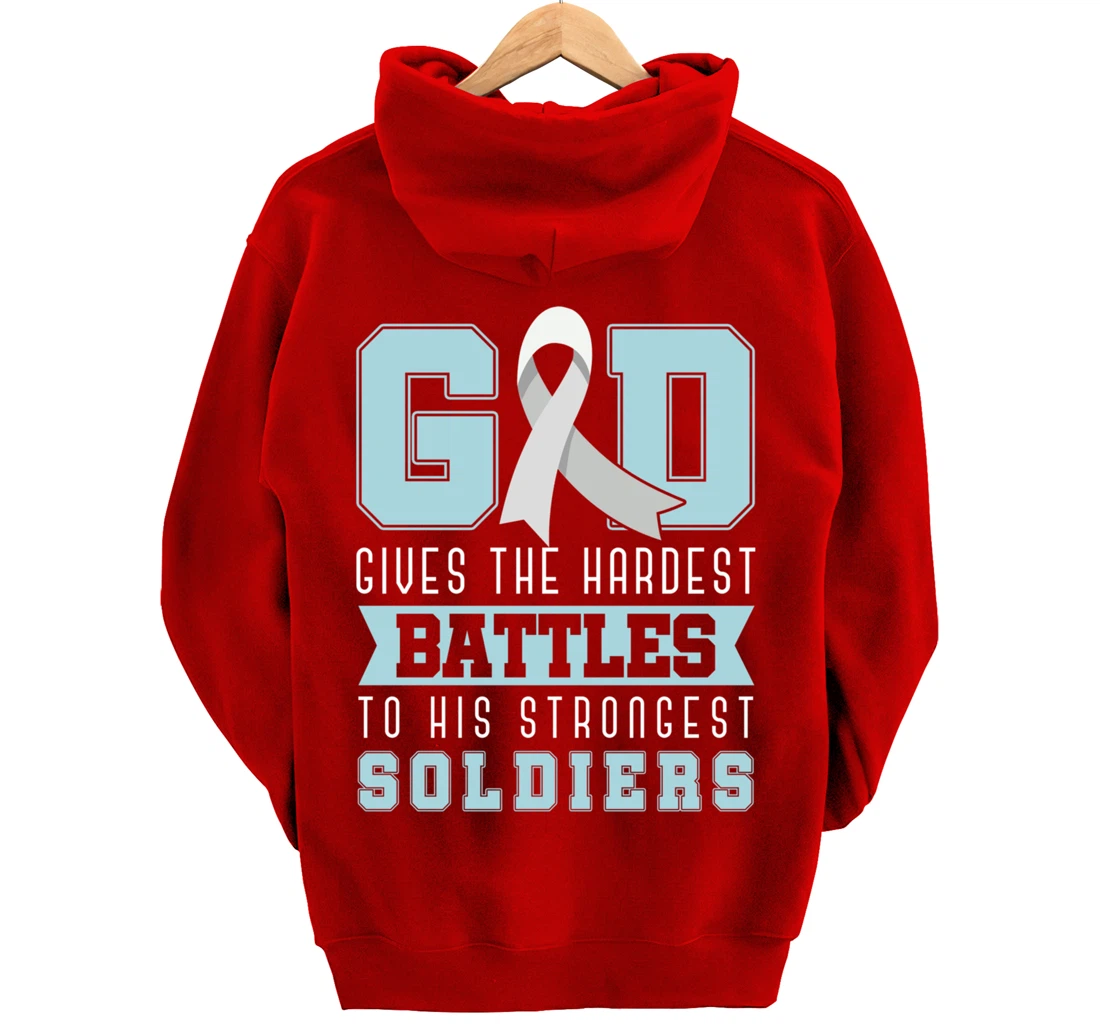 God Gives The Hardest Battles Lung Cancer Awareness Pullover Hoodie