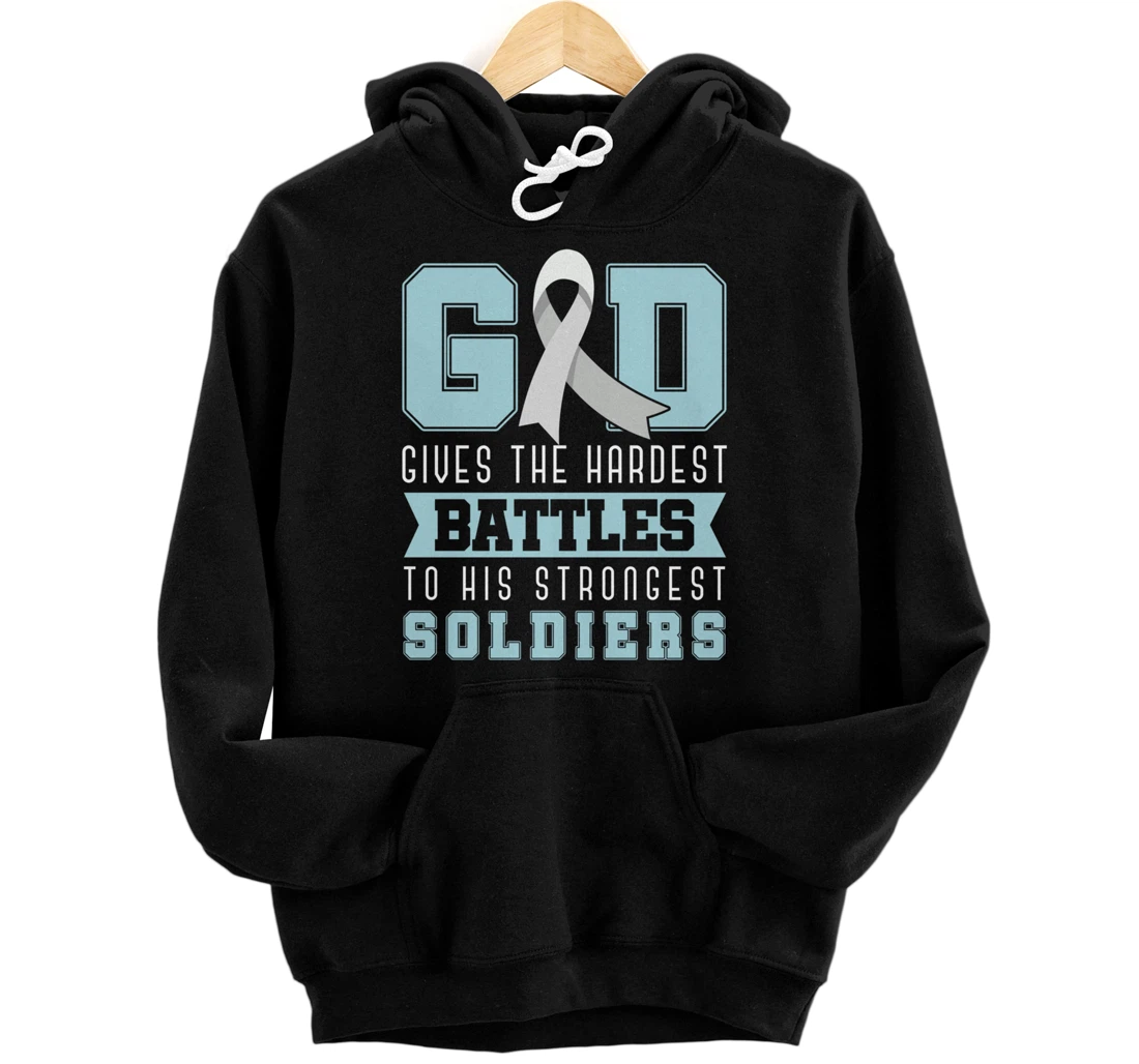 God Gives The Hardest Battles Lung Cancer Awareness Pullover Hoodie