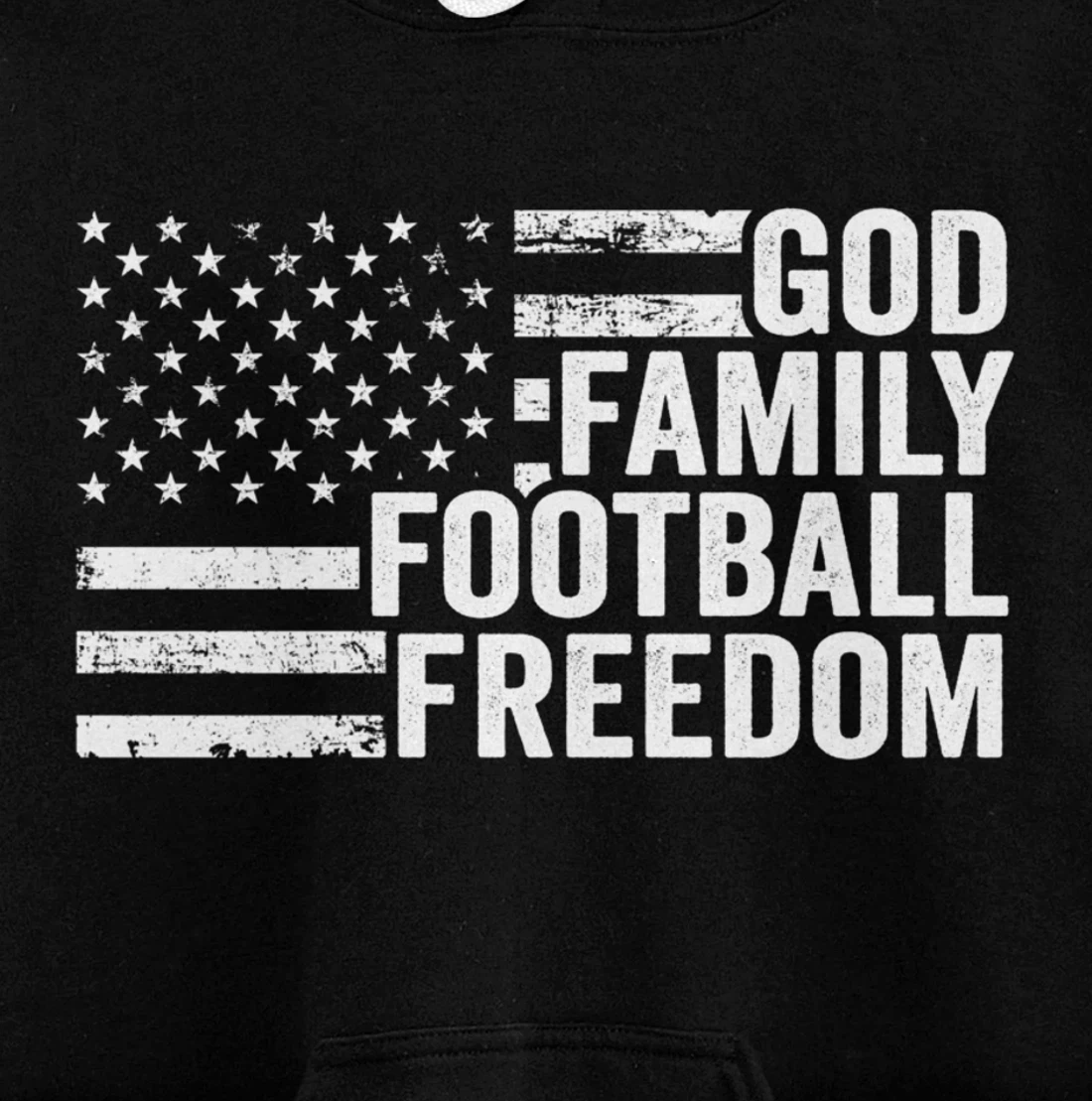 God Family Football Freedom - Funny Player Coach USA Flag Pullover Hoodie