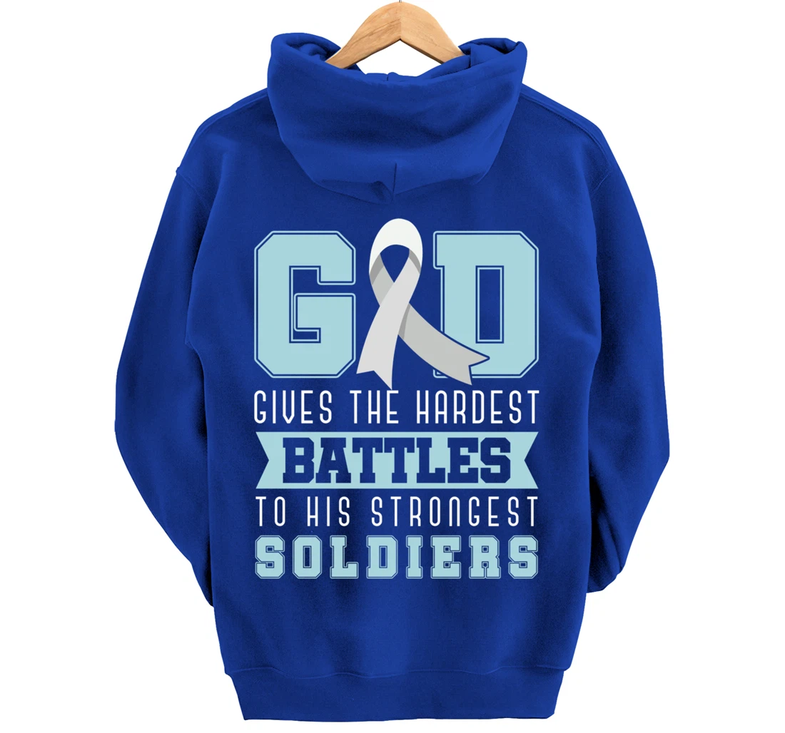 God Gives The Hardest Battles Lung Cancer Awareness Pullover Hoodie