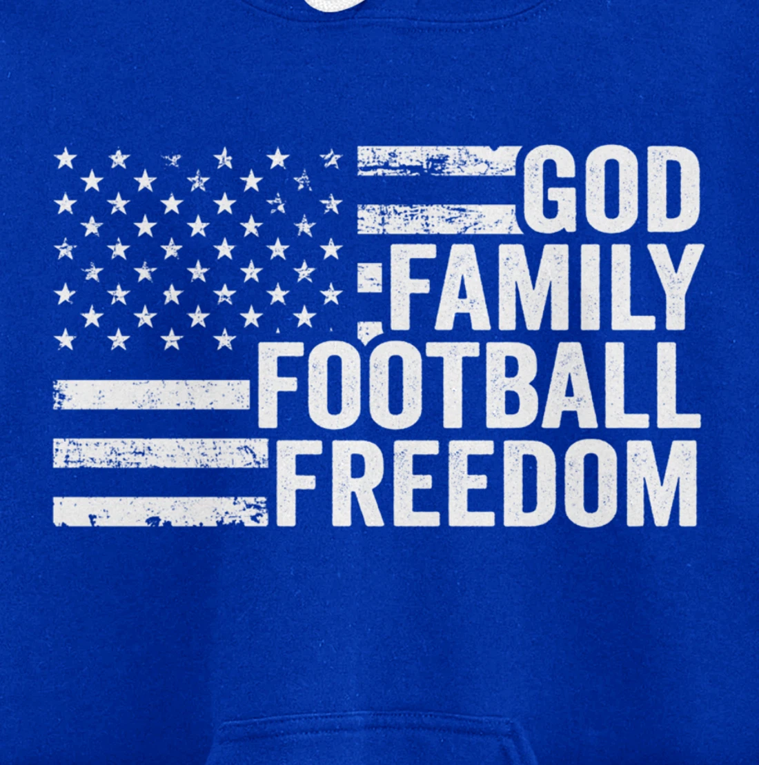 God Family Football Freedom - Funny Player Coach USA Flag Pullover Hoodie