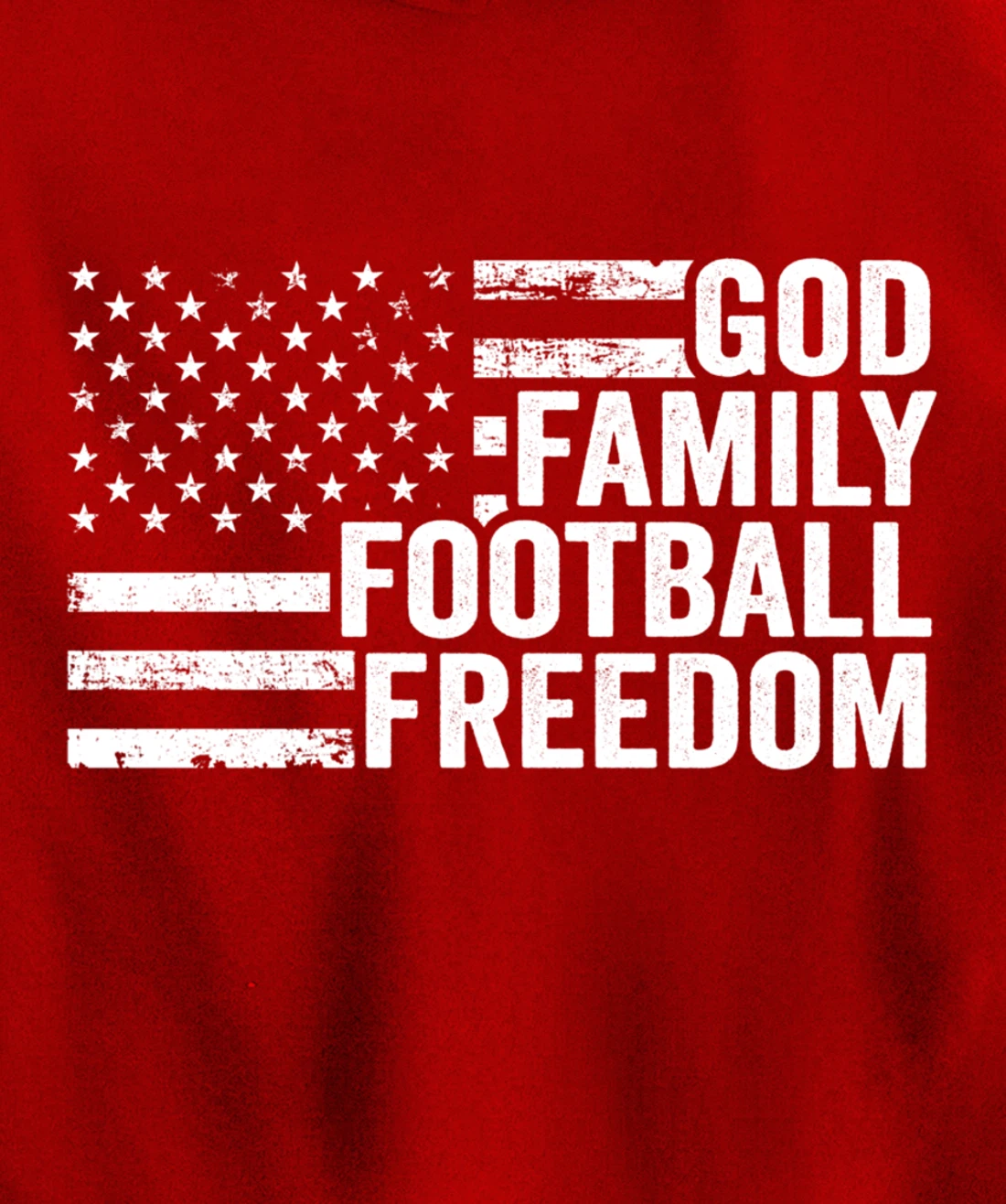 God Family Football Freedom - Funny Player Coach USA Flag Pullover Hoodie