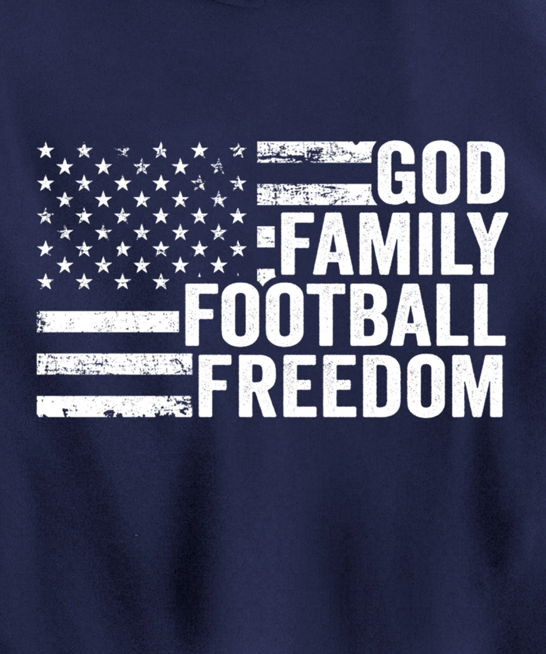 God Family Football Freedom - Funny Player Coach USA Flag Pullover Hoodie