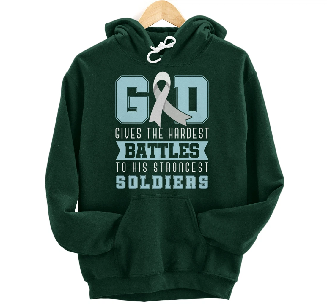 God Gives The Hardest Battles Lung Cancer Awareness Pullover Hoodie