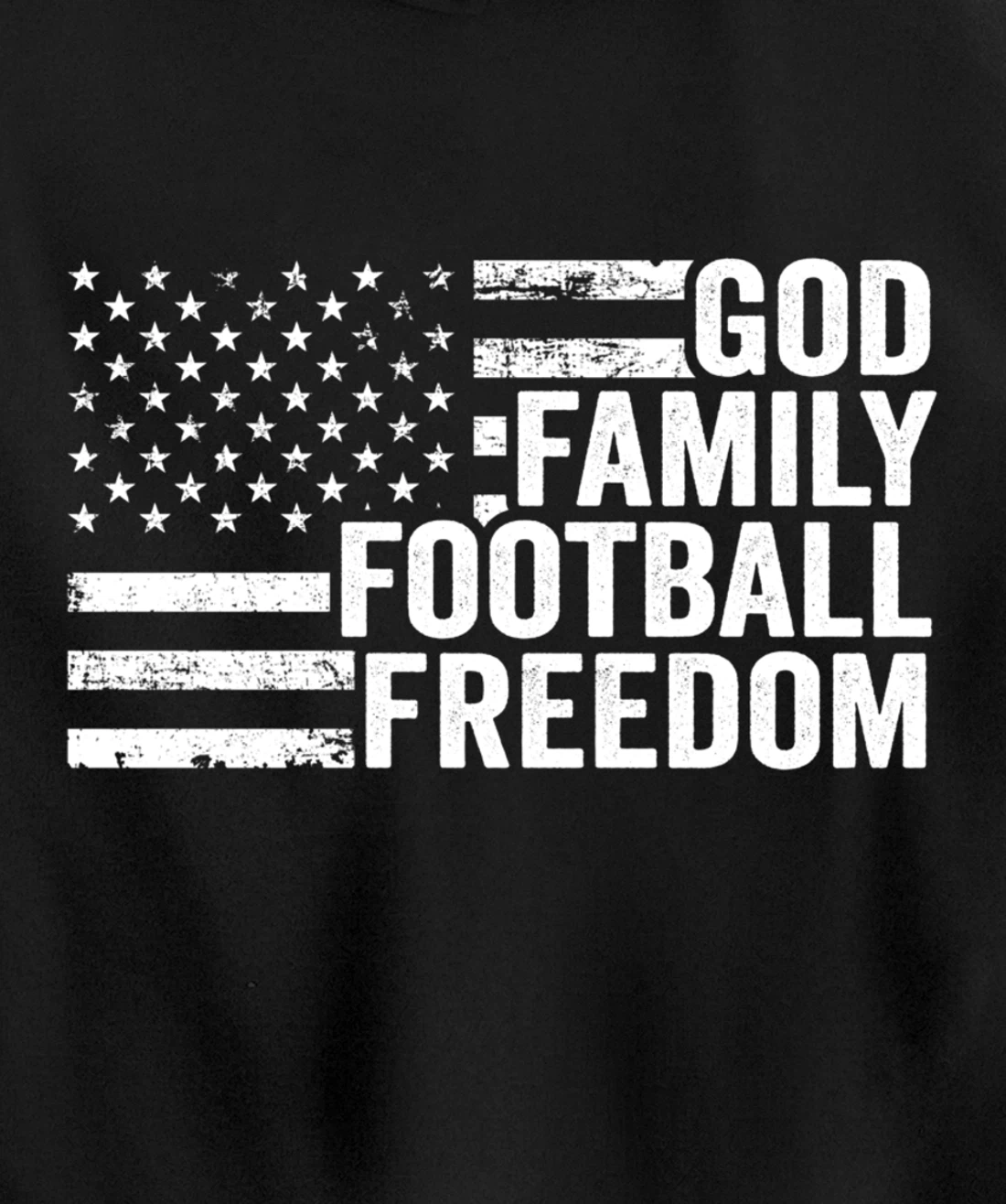 God Family Football Freedom - Funny Player Coach USA Flag Pullover Hoodie