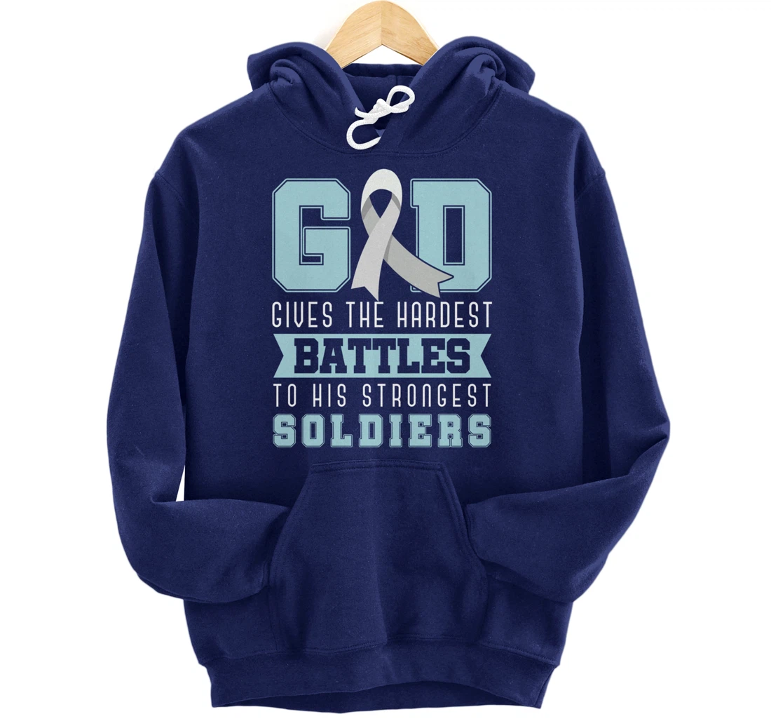 God Gives The Hardest Battles Lung Cancer Awareness Pullover Hoodie