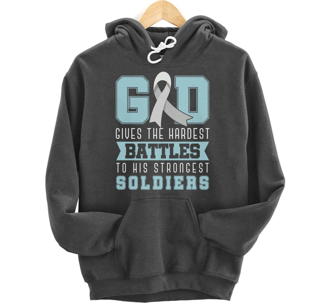 God Gives The Hardest Battles Lung Cancer Awareness Pullover Hoodie