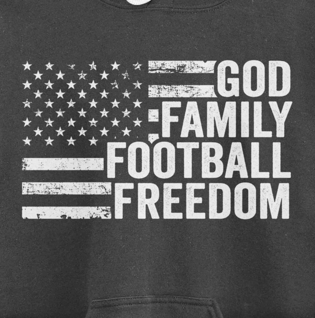 God Family Football Freedom - Funny Player Coach USA Flag Pullover Hoodie