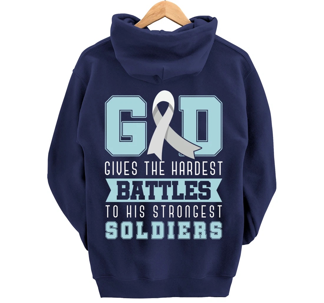 God Gives The Hardest Battles Lung Cancer Awareness Pullover Hoodie