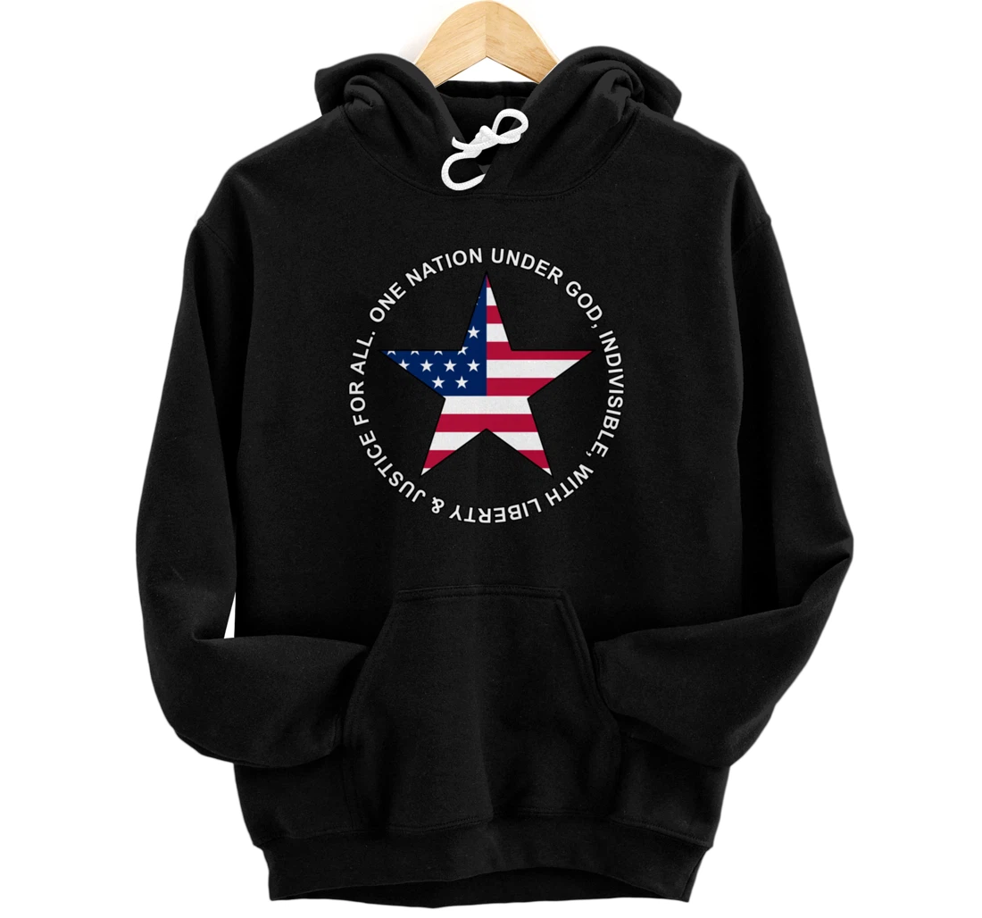 One Nation Under God - Patriotic American Star - Gift-able Pullover Hoodie