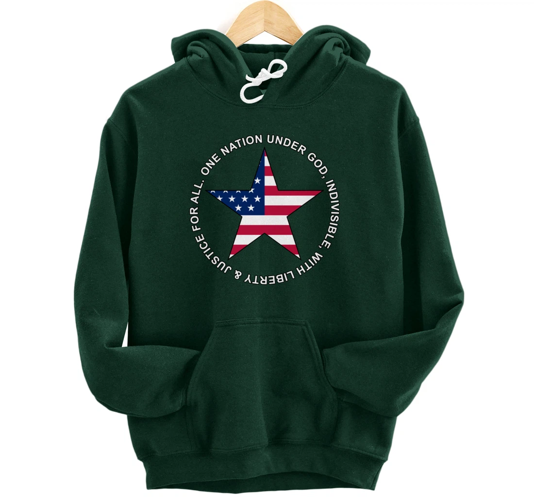 One Nation Under God - Patriotic American Star - Gift-able Pullover Hoodie